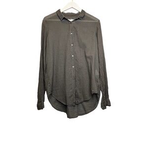 Pomandere | Gray 100% Cotton Button Down Long Sleeve Shirt Sz L